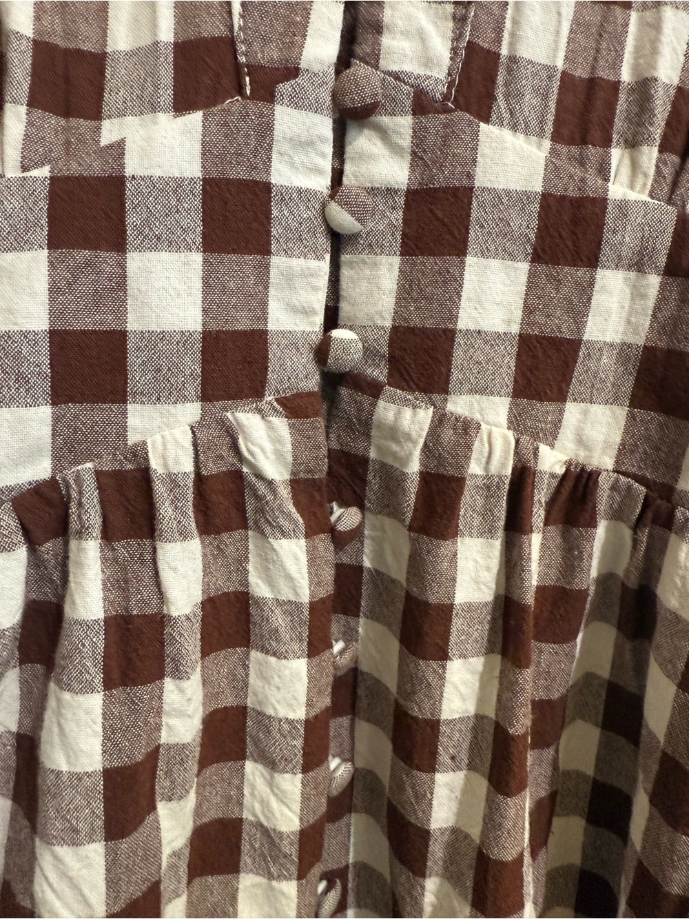 Petal & Pup Robinson Brown and White Gingham Button-Front Midi Dress - Picture 7 of 16